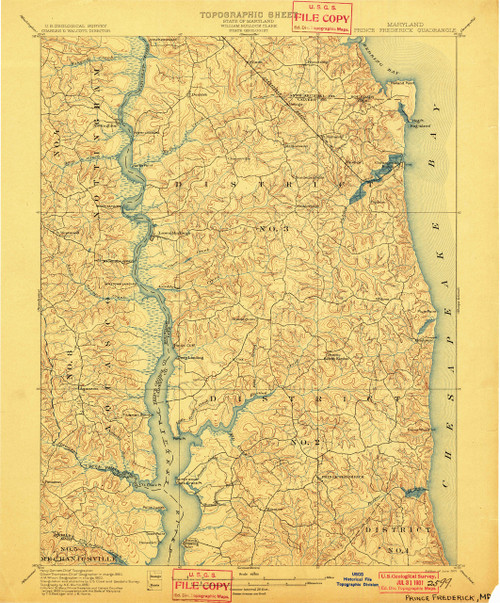 Prince Frederick, Maryland 1901 (1901) USGS Old Topo Map 15x15 Quad