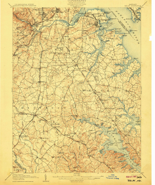 Relay, Maryland 1907 (1907) USGS Old Topo Map 15x15 Quad