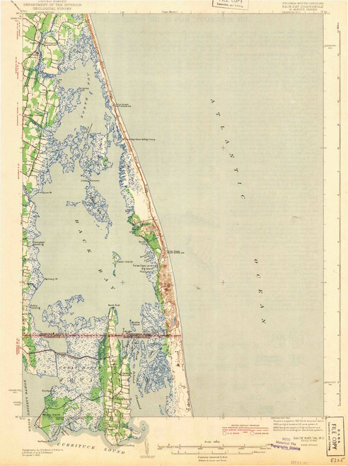 Back Bay, Virginia 1943 (1943) USGS Old Topo Map 15x15 Quad