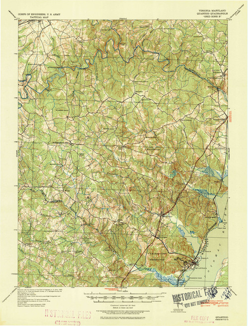 Quantico, Virginia 1940 (1940) USGS Old Topo Map 15x15 Quad