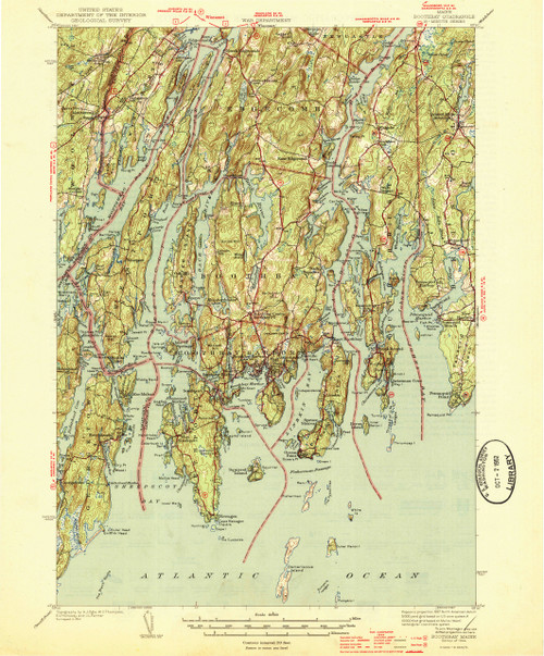 Boothbay, Maine 1944 (1944 a) USGS Old Topo Map 15x15 Quad