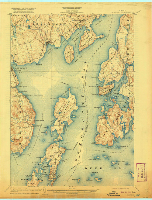 Castine, Maine 1904 (1920) USGS Old Topo Map 15x15 Quad