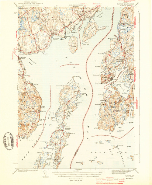 Castine, Maine 1943 (1943 a) USGS Old Topo Map 15x15 Quad