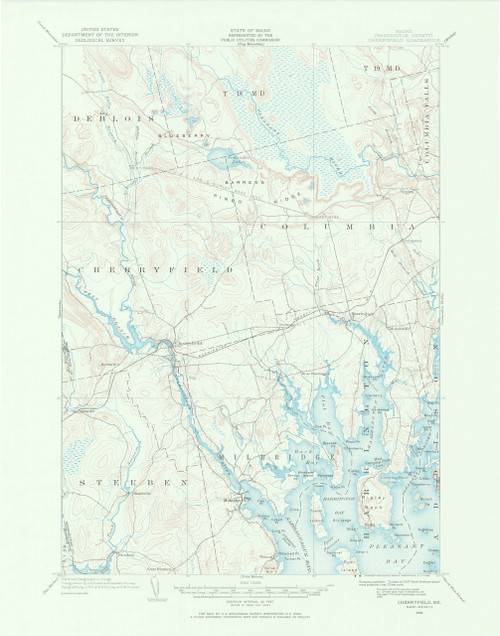 Cherryfield, Maine 1902 (1966) USGS Old Topo Map 15x15 Quad