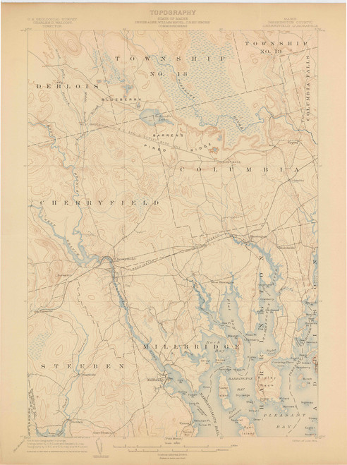 Cherryfield, Maine 1904 (1904) USGS Old Topo Map 15x15 Quad