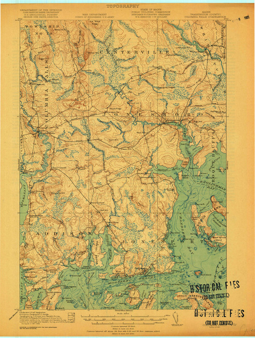 Columbia Falls, Maine 1921 (1921 a) USGS Old Topo Map 15x15 Quad