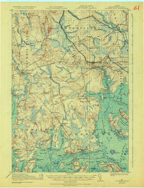 Columbia Falls, Maine 1921 (1932) USGS Old Topo Map 15x15 Quad