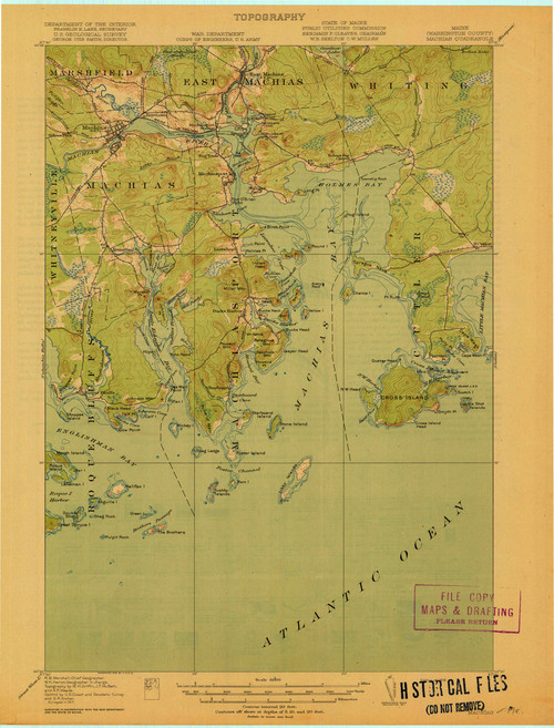 Machias, Maine 1918 (1918 a) USGS Old Topo Map 15x15 Quad