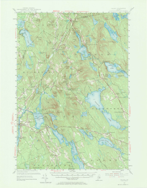 Orland, Maine 1955 (1973 b) USGS Old Topo Map 15x15 Quad