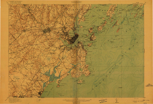 Portland And Vicinity, Maine 1916 (1916) USGS Old Topo Map 15x15 Quad