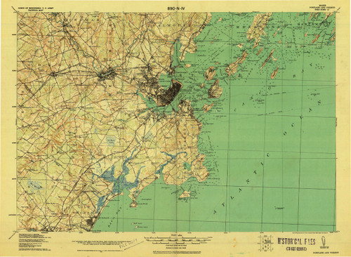 Portland And Vicinity, Maine 1918 (1926) USGS Old Topo Map 15x15 Quad