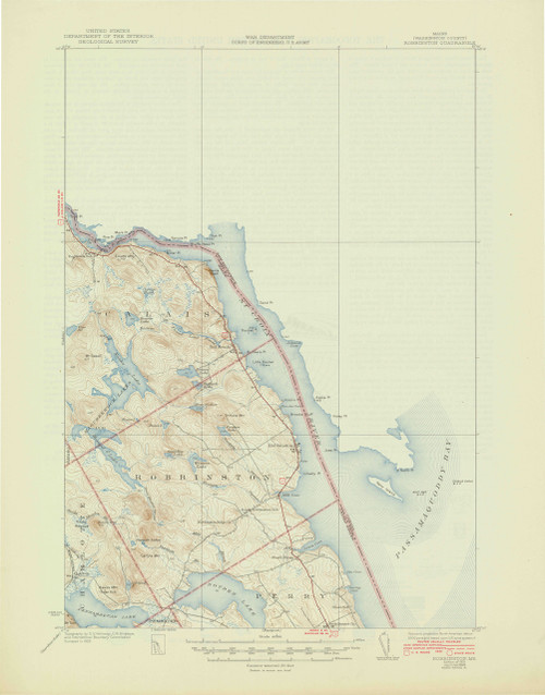 Robbinston, Maine 1931 (1945) USGS Old Topo Map 15x15 Quad