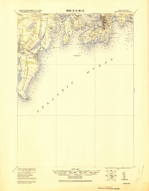 Newport, Rhode Island 1920 (1920) USGS Old Topo Map 15x15 Quad
