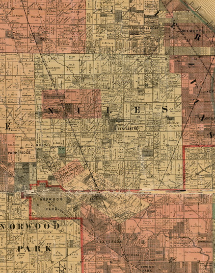 Niles, Illinois 1898 Old Town Map Custom Print - Cook Dupage Will Cos.