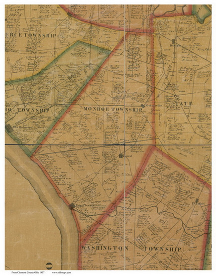 Monroe, Ohio 1857 Old Town Map Custom Print - Clermont Co.