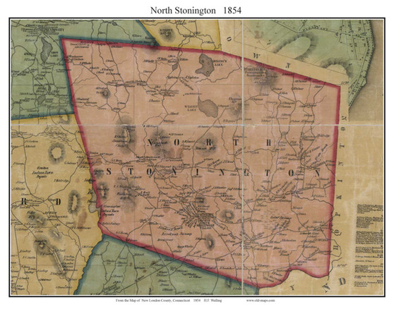 North Stonington Connecticut 1854 Old Town Map Custom Print - New London Co.