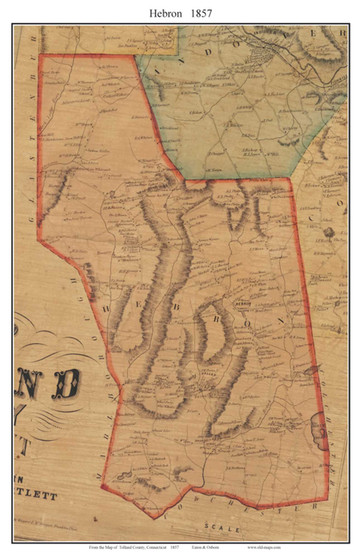Hebron Connecticut 1857 - Old Town Map Custom Print - Tolland Co.