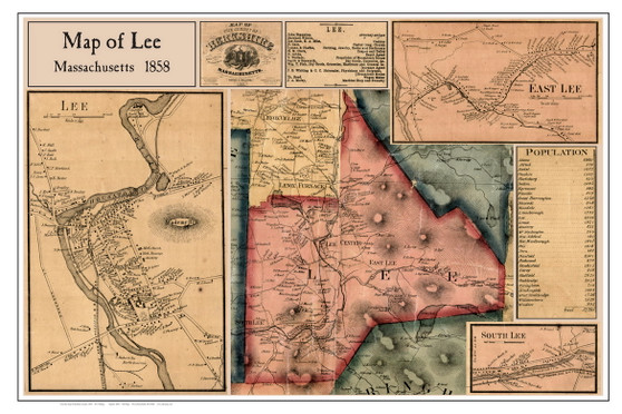 Lee Poster Map, 1858 Berkshire Co. MA