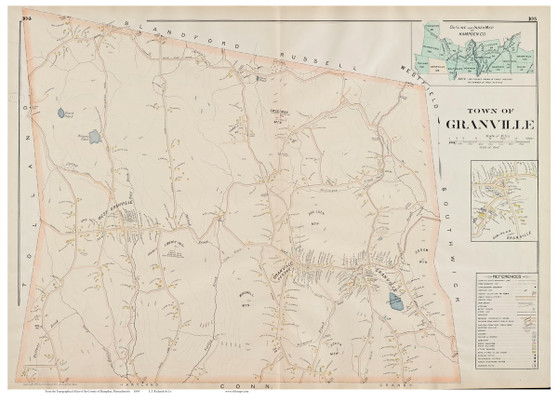 Granville, Massachusetts 1894 Old Town Map Reprint - Hampden Co.