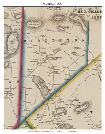 Middleton, New Hampshire 1856 Old Town Map Custom Print - Strafford Co.
