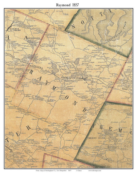 Raymond, New Hampshire 1857 Old Town Map Custom Print - Rockingham Co.