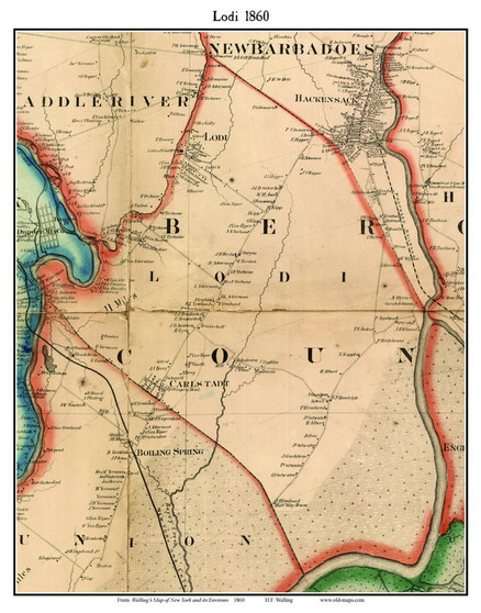 Lodi, New Jersey 1860 Old Town Map Custom Print - NYC Environs