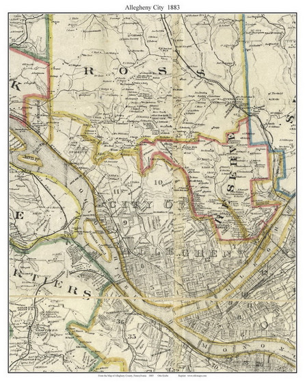 Allegheny City Township, Pennsylvania 1883 Old Town Map Custom Print - Allegheny Co.