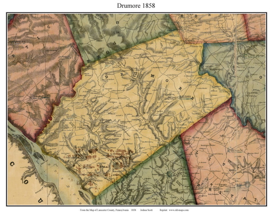 Drumore Township, Pennsylvania 1858 Old Town Map Custom Print - Lancaster Co.