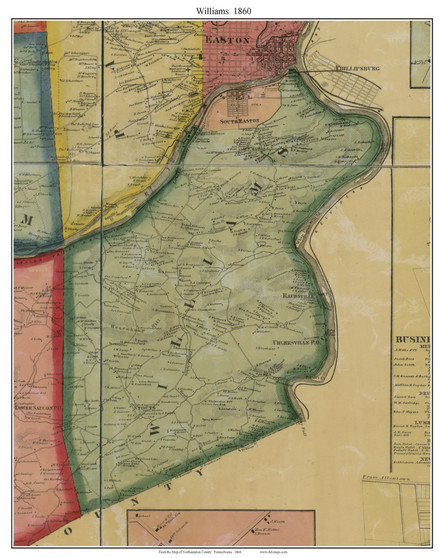 Williams Township Pennsylvania 1860 Old Town Map Custom Print - Northampton Co.