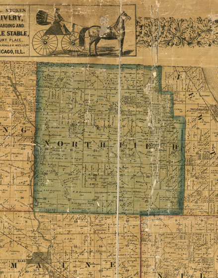 Northfield, Illinois 1861 Old Town Map Custom Print - Cook Co.