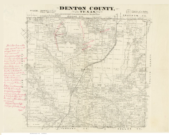 Denton County Texas ca1870 - Old Map Reprint