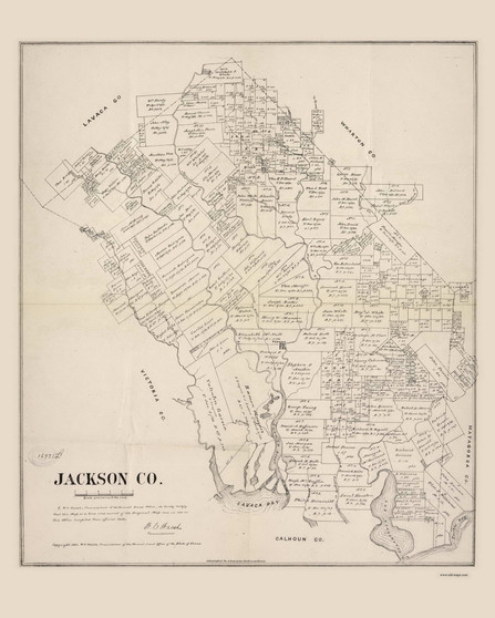Jackson County Texas 1880 - Old Map Reprint