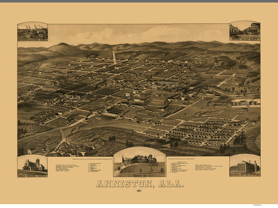 Anniston, Alabama 1887 Bird's Eye View