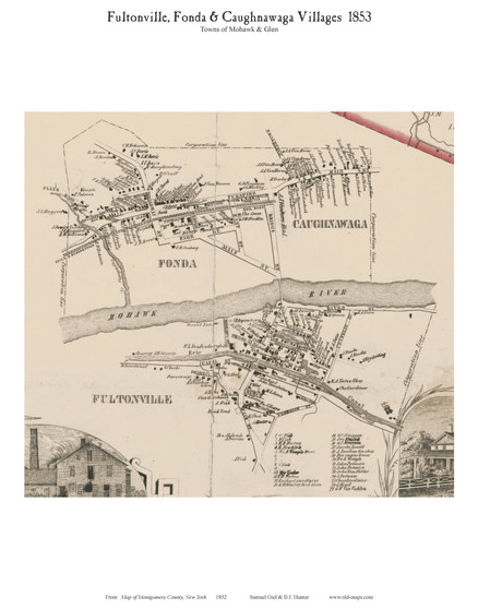 Fultonville, Fonda & Caughnawaga, New York 1853 Old Town Map Custom Print - Montgomery Co.