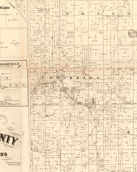 Embarrass Illinois 1870 Old Town Map Custom Print - Edgar Co.