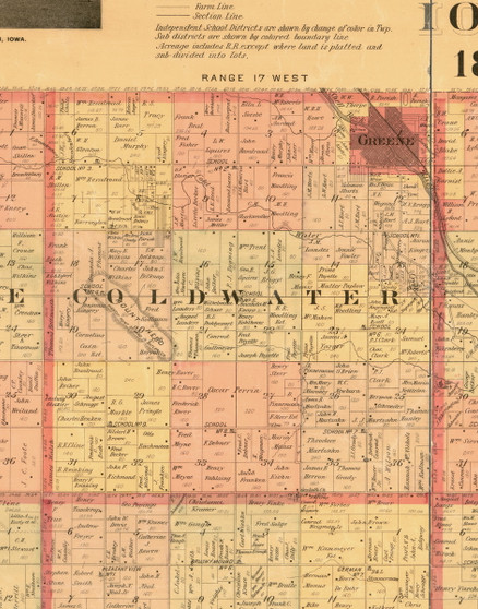 Cold Water, Iowa 1897 Old Town Map Custom Print - Butler Co.