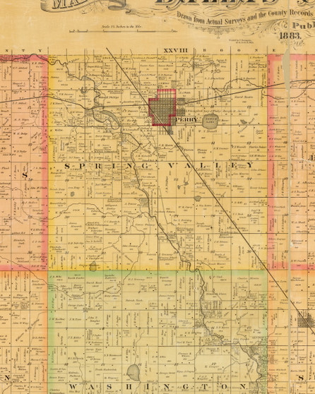Spring Valley, Iowa 1883 Old Town Map Custom Print - Dallas Co.