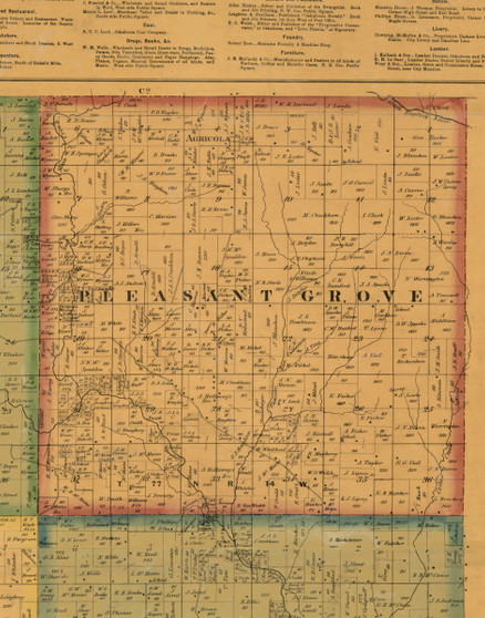 Pleasant Grove, Iowa 1871 Old Town Map Custom Print - Mahaska Co.