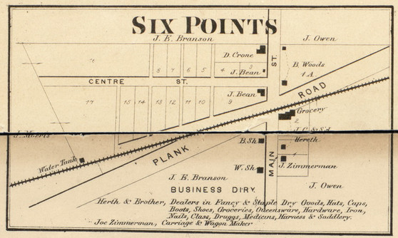 Six Points Village - Washington Indiana 1865 Old Town Map Custom Print - Hendricks Co.