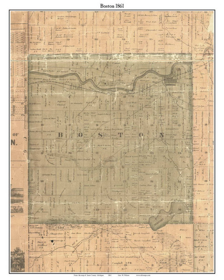 Boston, Michigan 1861 Old Town Map Custom Print - Ionia Co.