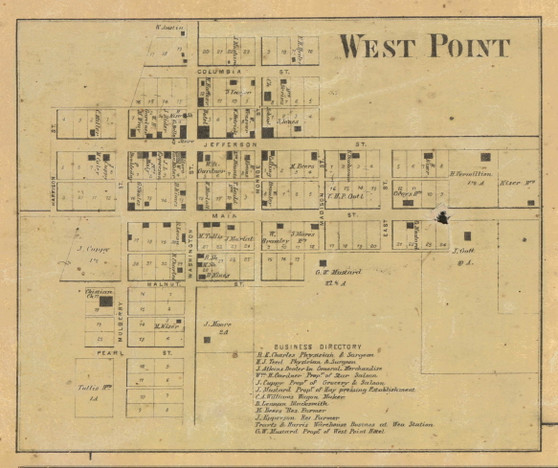 West Point, Wayne, Indiana 1866 Old Town Map Custom Print  Tippecanoe Co.