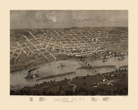 Saint Paul, Minnesota 1867 Bird's Eye View