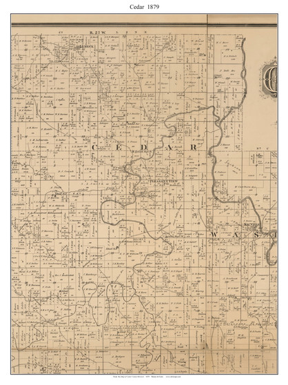 Cedar - Pleasant View - Lebeck, Missouri 1879 Old Town Map Custom Print Cedar Co.
