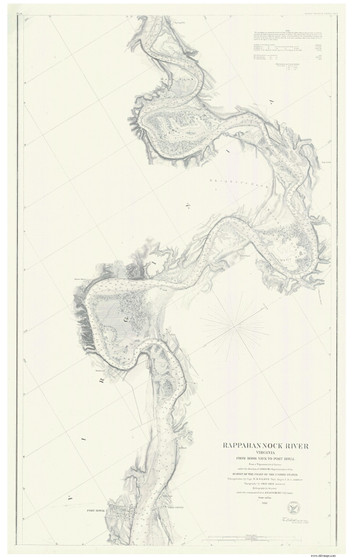 Rappahannock River 5 1856 BW - Old Map Nautical Chart AC Harbors 396 - Virginia