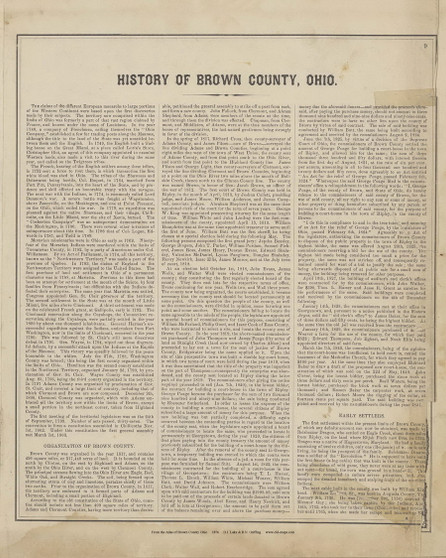 History of Brown County Ohio 1876 Old Town Map Custom Reprint - Brown Co Atlas 9