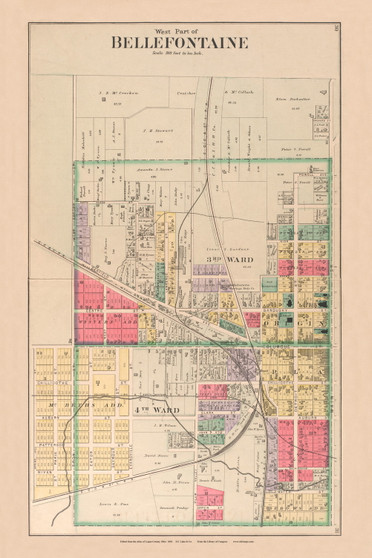 West Bellefontaine Ohio 1890 Old Town Map Custom Reprint - Logan Co. Atlas 30,31