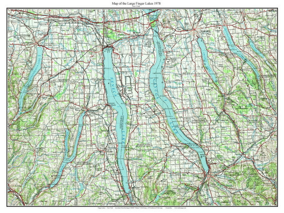 Large Finger Lakes 1978 - Custom USGS Old Topo Map - New York - Finger Lakes