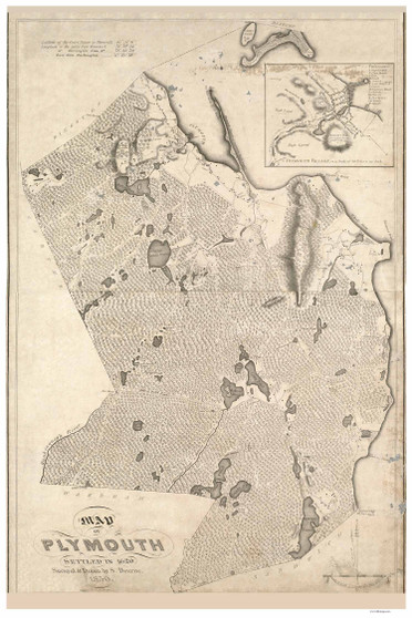 Plymouth 1830 - Old Map Reprint Plymouth County - Massachusetts Cities Other