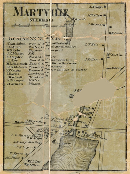 Martville - Sterling, Cayuga Co. New York 1859 Old Town Map Custom Print - Cayuga & Seneca Cos.