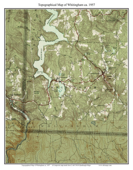 Whitingham 1957 - Custom USGS Old Topo Map - Vermont
